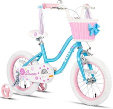 Glerc Fantasy 16 Inch Kids Bike With Bottle Holder And Stabilisers - Blue/Pink