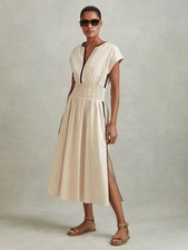 REISS Lena Cotton Ruched Waist
