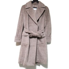 Max Mara Alpaca Wool Belted Wrap Coat, Size I40, Mocha Brown Women USED