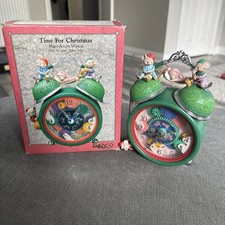 1991 Enesco TIME FOR CHRISTMAS Animated Mice Music Box SILVER BELLS Vintage Desc