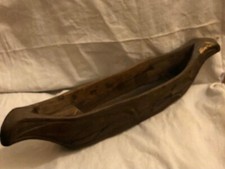 Vintage Ethnic Carved Model Canoe 60 cm Long