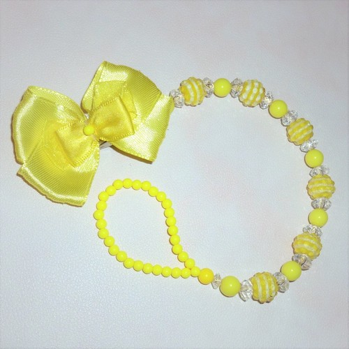 Yellow stripe shamballa bow - yellow,