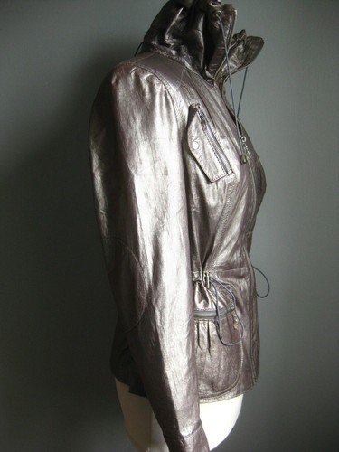Silver real leather jacket - leather, 10