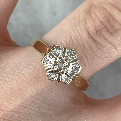 Diamond ring 9ct gold - 9ct,