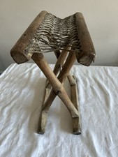 Antique Chinese Huali Folding Stool. Wood /rope