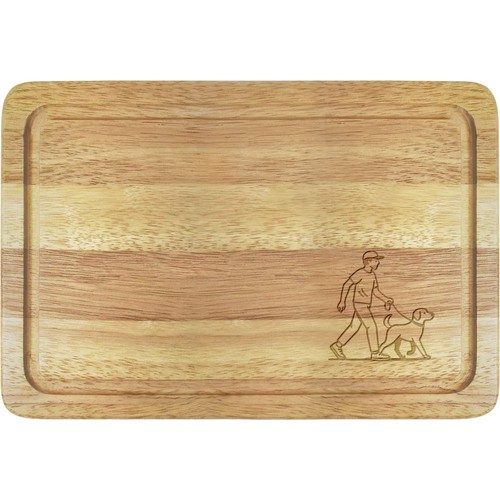 Man and dog - walking', wooden