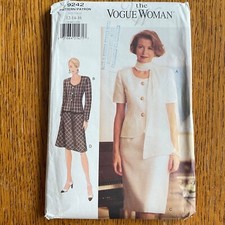 New Vintage Vogue 9242 TOP JACKET & SKIRT Size 12 14 16 Dress Sewing Pattern