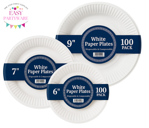 Disposable white paper plates - white,