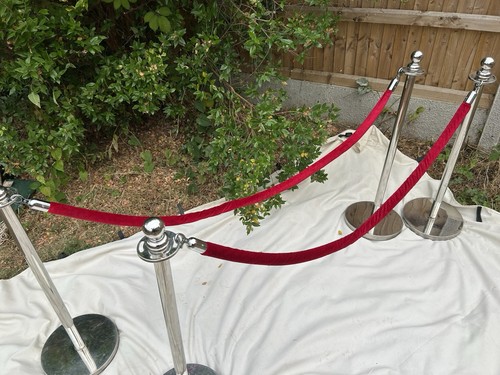 Silver red barrier posts 4pcs - barrier,