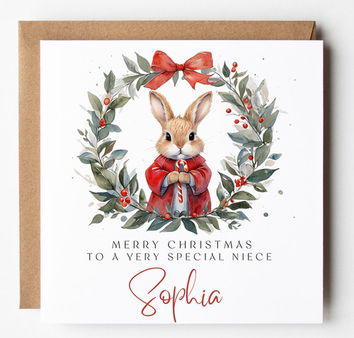 Niece rabbit christmas - christmas, card