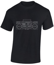GHETTO BLASTER SILHOUETTE MENS T SHIRT RETRO DJ VINYL RECORD MUSIC DESIGN TOP
