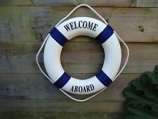 Lifering 53CM Welcome Aboard Blue & White Life Buoy Ship Boat maritime Bathroom
