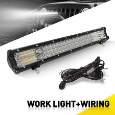 20Inch LED Work Light Bar Flood Spot 3-row Beads Driving Lamp&Wiring Harness Kit