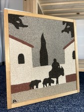 Framed Sand Art 26x23cm Signed Using Sand