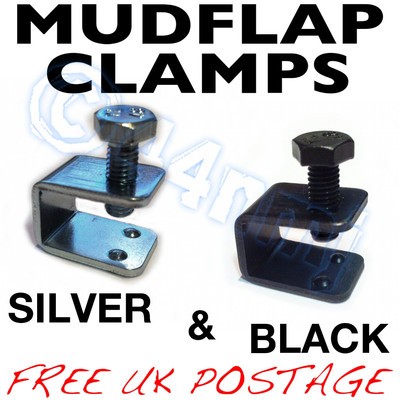 Black silver mudflap clamps - black,