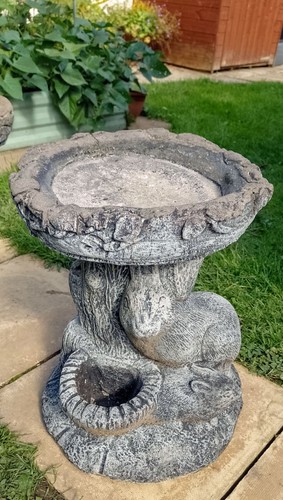 Concrete bird bath feeder and - concrete,