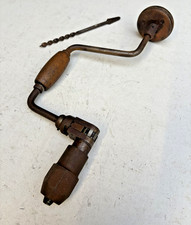 Vintage Carpenter's Bit and Reversible Manual Brace Drill 