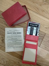 EXACTUS ADDING MACHINE 1950s with case, box, instructions & notepad VG condition