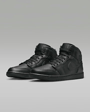 NEW NIKE AIR JORDAN 1 MID BLACK SNEAKER TRAINERS 8.5 9.5 10.5 11.5 12 554724-093