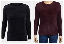 LADIES BLACK BURGUNDY SOFT CHENILLE JUMPER PULLOVER SWEATER UK SIZES 6-16