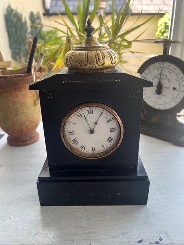 Antique slate timepiece mantle - antique,