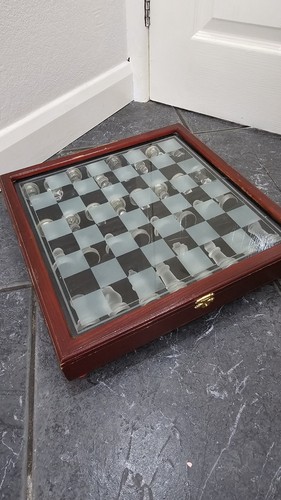 Glass chess set wooden - glass,