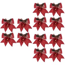  3 Count Giant Christmas Bow Glitter Pine Cones Bell Ornaments Tree