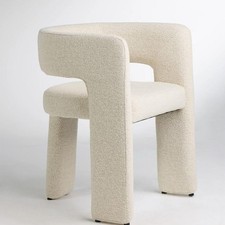 Duarte Chair Natural Fabric Fully Upholstered Tripod Barrel Silhouette Frame