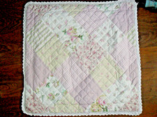 EXTRA LARGE CUSHION COVER QUILTED PATCHWORK DESIGN COTTON CROCHET TRIM 28" x 28"