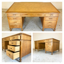 HUGE Antique Leather Top Desk