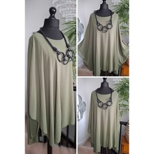 ITALY Ladies Chiffon WOMENS tunic top ONE size 18 20 22 24 26 Lagenlook