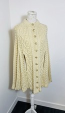 Hand knitted Aran Wool Cream Vintage Cape VGC