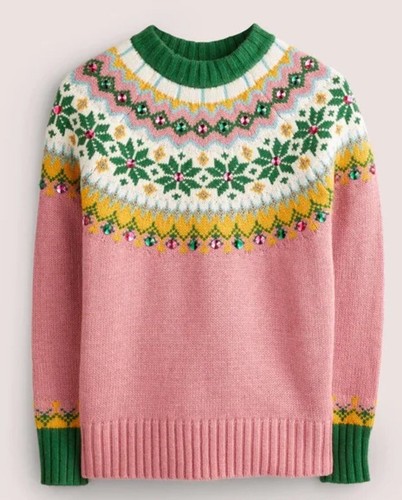 Boden christmas fair isle pink - boden,