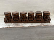 Hornsea pottery heirloom brown spice jar set 6 and wooden rack.
