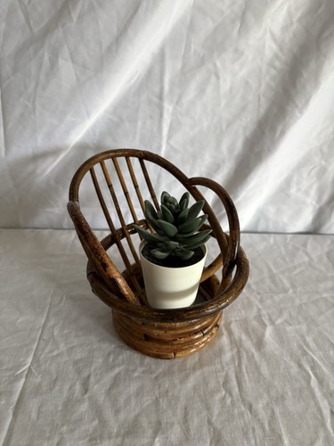 Vintage mini rattan swivel - rattan,