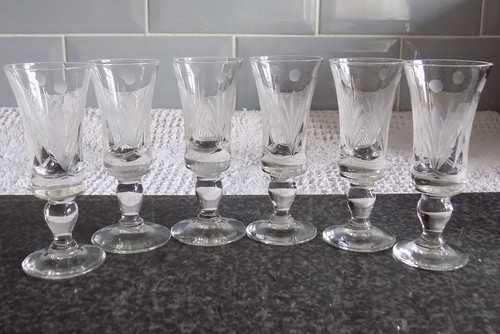 Set vintage etched small - of, 6