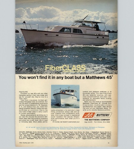 1970 paper matthews yacht - paper, ad