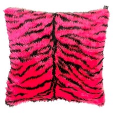 Pink Tiger Faux Fur Fluffy Scatter Cushion Cover Case fits 18" x 18" Cushion