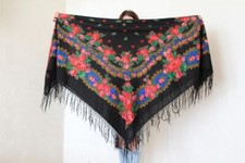 Vintage Black Large Shawl with