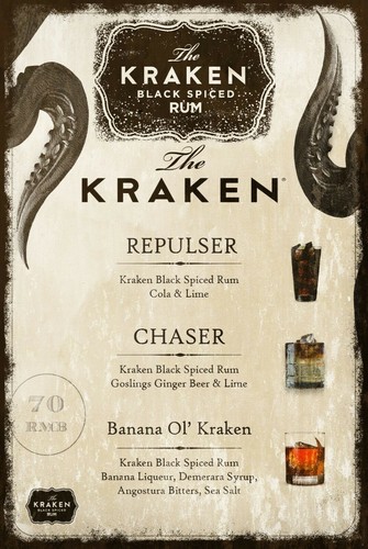 Kraken rum cocktail menu - cocktail,