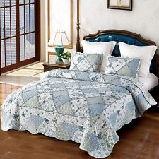 Blue Patchwork Quilt Set Full