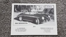 DJ SPORTSCARS PORSCHE 356 SPEEDSTER REPLICA SALES BROCHURE 