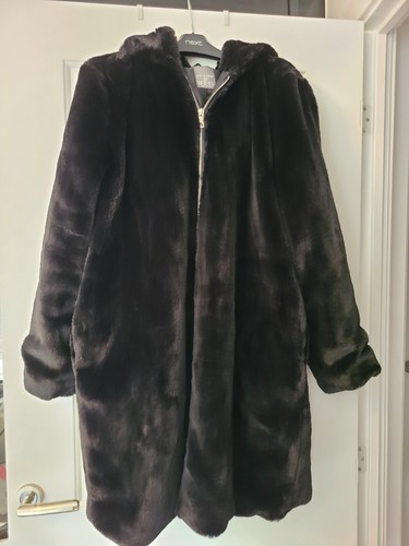 Ladies black faux fur - faux, hooded