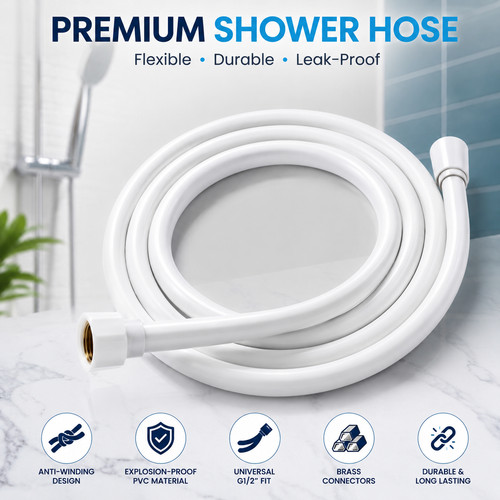 New premium white shower hose - premium,