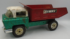 Vintage Triang Hi-Way Pressed Steel Tipper Dump Truck Red White & Green *Read*