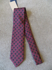DRAKES MICHAEL J DRAKE  BURGUNDY 100% SILK TIE HAND MADE NEW WITH TAG