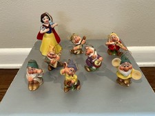 RARE Snow White & 7 Dwarfs Schmid 1987  Ceramic Christmas Ornaments 