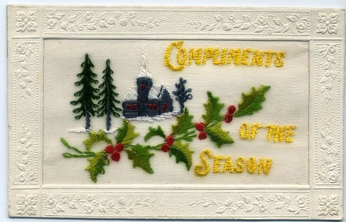 Silk postcard compliments of - postcard,