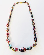 Vintage Italian Venetian Moretti Millefiori Glass Bead Necklace - Approx 14”