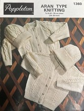Vintage Poppleton Children’s Cardigan & Hat Aran KNITTING PATTERN 1360 - 24-30”